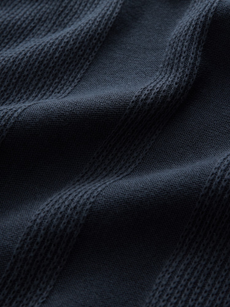 Navy Blue Regular Fit Cotton Rich Short Sleeve Knit Polo Shirt - Image 8 of 9