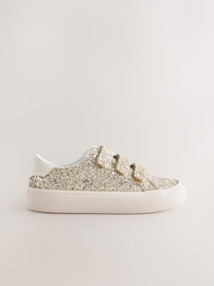 Gold Glitter Wide Fit (G) Touch Fastening Trainers - Image 1 of 5