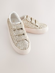 Gold Glitter Wide Fit (G) Touch Fastening Trainers - Image 2 of 5