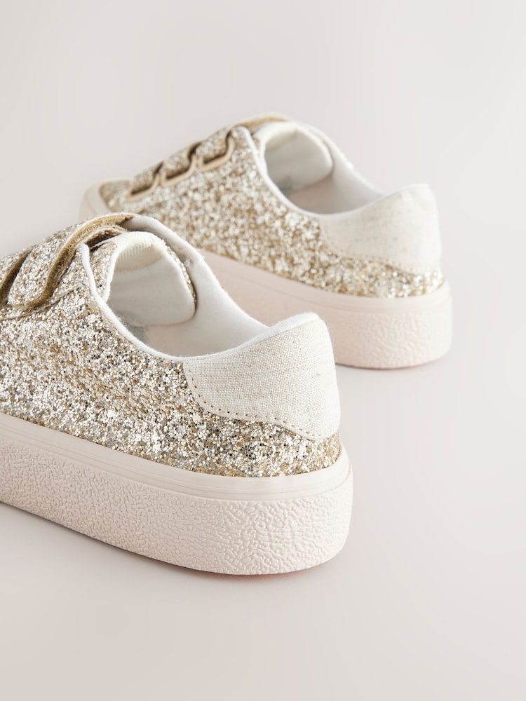 Gold Glitter Wide Fit (G) Touch Fastening Trainers - Image 5 of 5