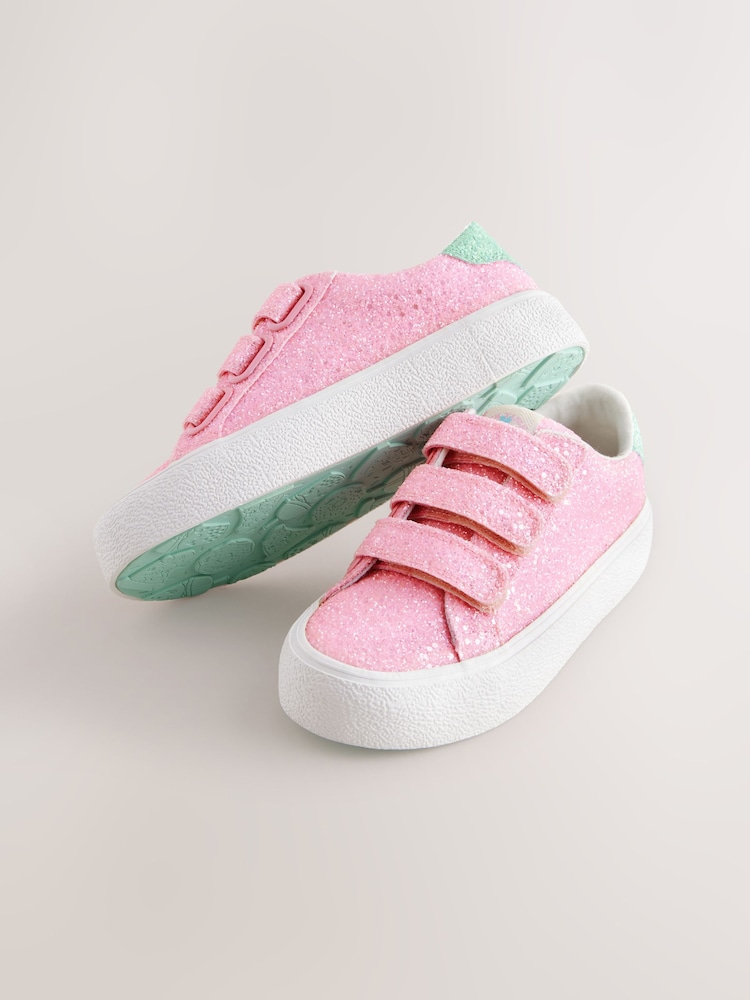 Pink Glitter Wide Fit (G) Touch Fastening Trainers - Image 1 of 5