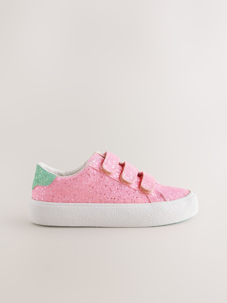 Pink Glitter Wide Fit (G) Touch Fastening Trainers - Image 2 of 5