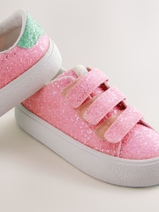 Pink Glitter Wide Fit (G) Touch Fastening Trainers - Image 3 of 5