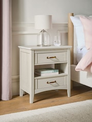 Grey Oakham Oak Effect 2 Drawer Wide Bedside Table - Image 4 of 7