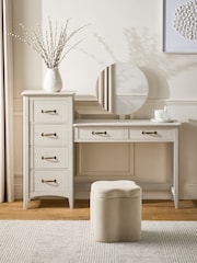 Grey Oakham Oak Effect 6 Drawer Wide Console Dressing Table - Image 1 of 8