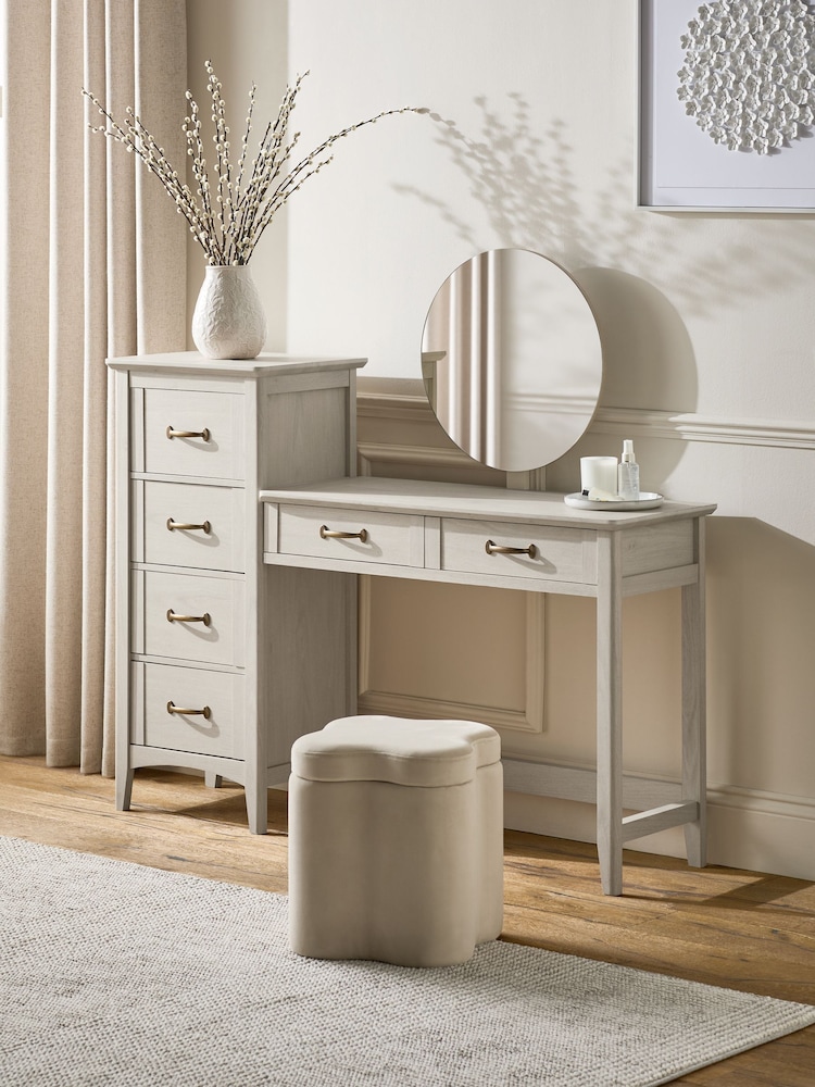 Grey Oakham Oak Effect 6 Drawer Wide Console Dressing Table - Image 2 of 8