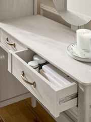 Grey Oakham Oak Effect 6 Drawer Wide Console Dressing Table - Image 3 of 8