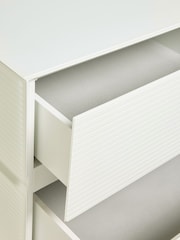 White Sloane Ribbed Glass 2 Drawer Wide Bedside Table - Image 5 of 6