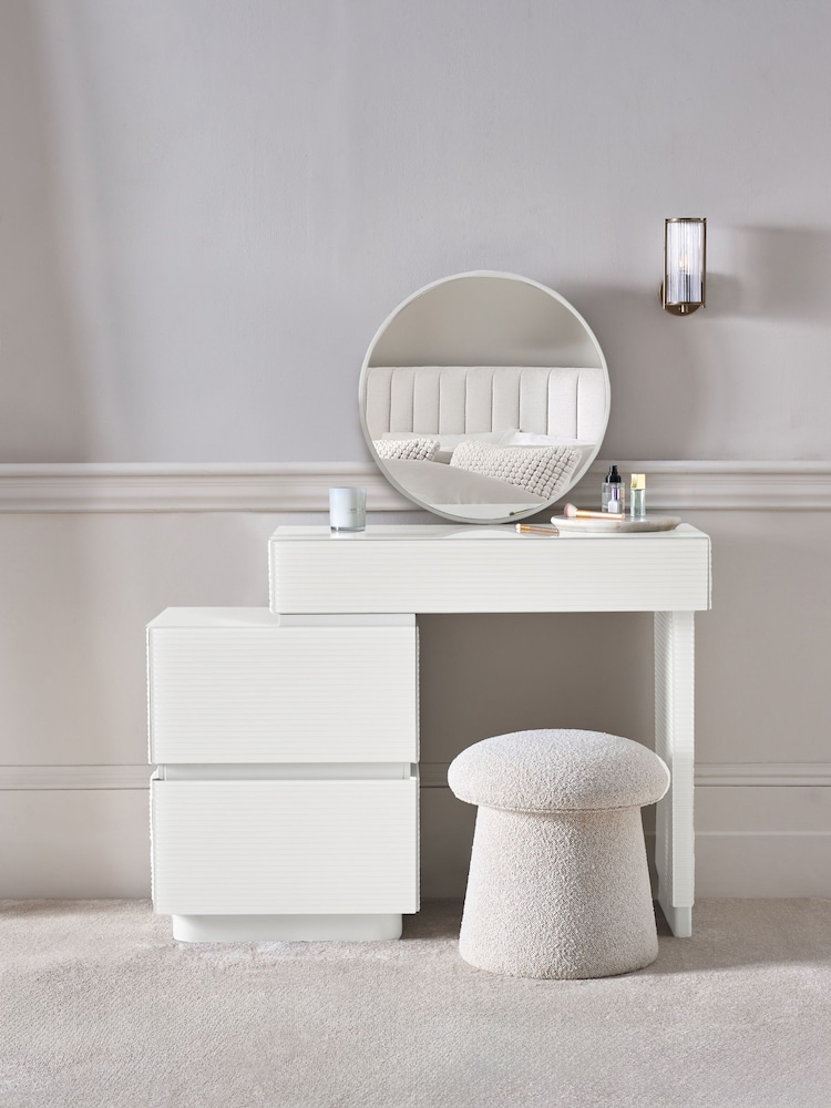 White Sloane Ribbed Glass Console Dressing Table - Image 1 of 4