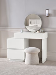 White Sloane Ribbed Glass Console Dressing Table - Image 2 of 4