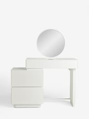 White Sloane Ribbed Glass Console Dressing Table - Image 5 of 9
