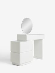 White Sloane Ribbed Glass Console Dressing Table - Image 6 of 9
