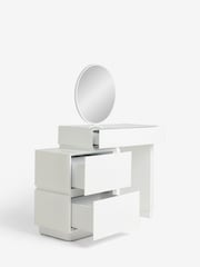 White Sloane Ribbed Glass Console Dressing Table - Image 7 of 9
