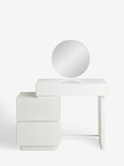 White Sloane Ribbed Glass Console Dressing Table - Image 8 of 9