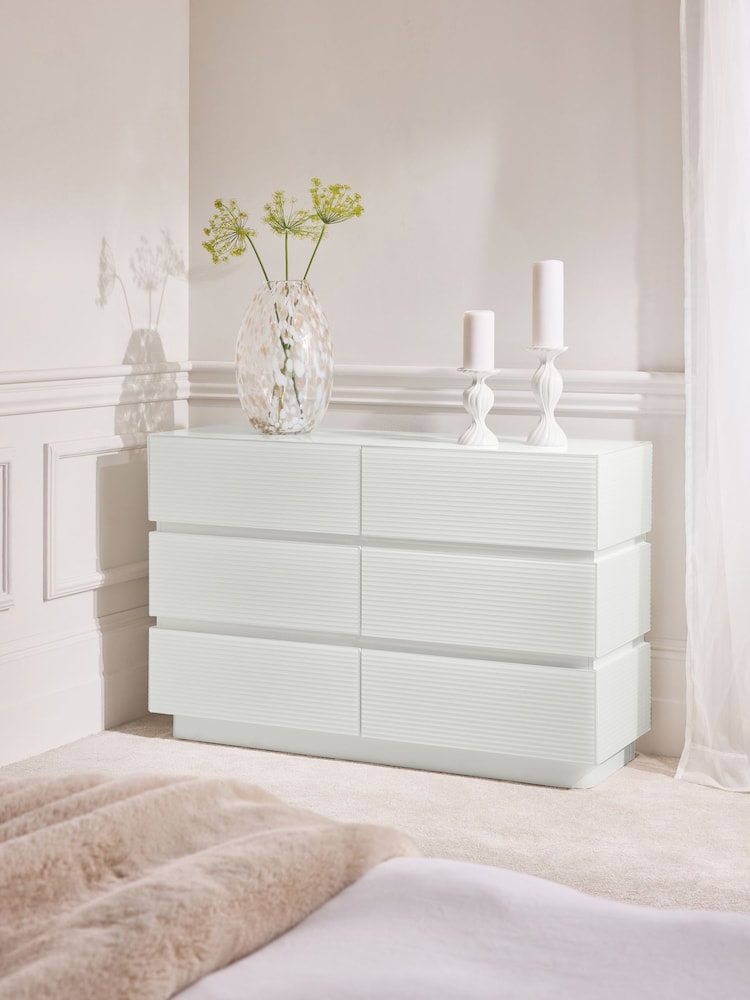 White Sloane Ribbed 6 Drawer Glass - Image 2 of 8