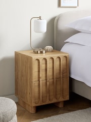 Mid Natural Floyd Mango Effect 2 Drawer Bedside Table - Image 1 of 6