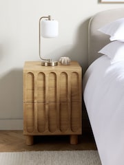 Mid Natural Floyd Mango Effect 2 Drawer Bedside Table - Image 2 of 6