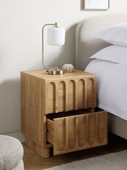 Mid Natural Floyd Mango Effect 2 Drawer Bedside Table - Image 3 of 6