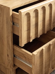Mid Natural Floyd Mango Effect 2 Drawer Bedside Table - Image 4 of 6
