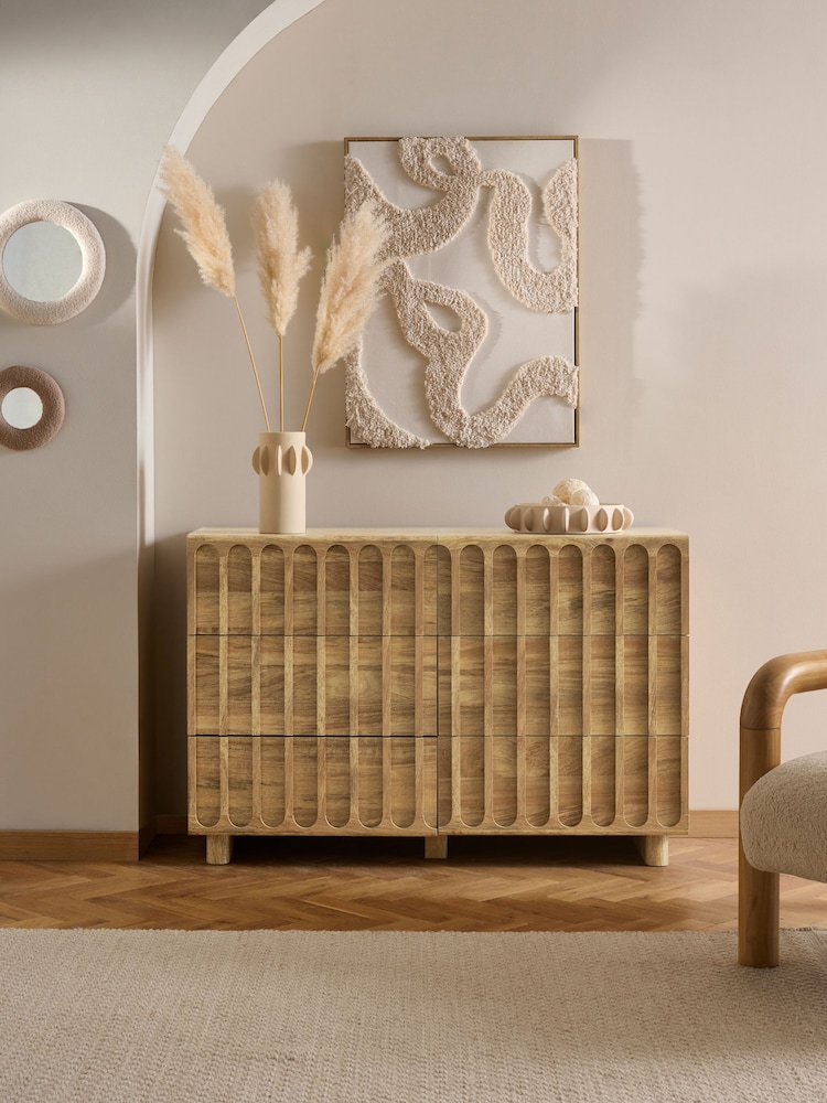 Mid Natural Floyd Mango Effect 6 Drawer Chest of Drawers - Image 2 of 9