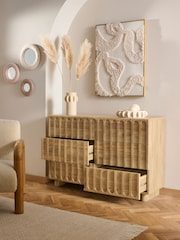 Mid Natural Floyd Mango Effect 6 Drawer Chest of Drawers - Image 3 of 9