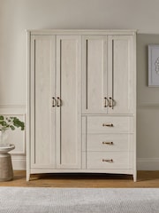 Grey Oakham Oak Effect 4 Door Wardrobe - Image 1 of 9
