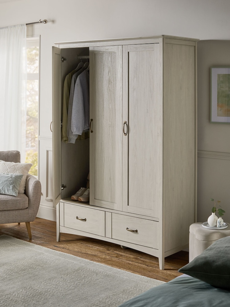 Grey Oakham Oak Effect Triple, 2 Drawers Wardrobe - Image 2 of 8