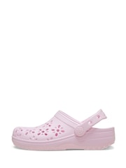 Crocs Pink Kids Floral Cut Out Clogs - Image 2 of 7