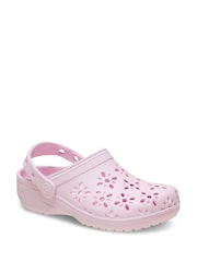 Crocs Pink Kids Floral Cut Out Clogs - Image 3 of 7