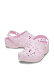 Crocs Pink Kids Floral Cut Out Clogs - Image 5 of 7