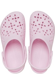 Crocs Pink Kids Floral Cut Out Clogs - Image 6 of 7