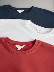 The Set White/Red/Navy Blue 3 Pack Relaxed Crew Neck Sweatshirt - Image 5 of 6