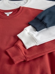 The Set White/Red/Navy Blue 3 Pack Relaxed Crew Neck Sweatshirt - Image 6 of 6