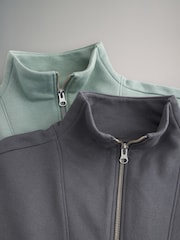 The Set Slate Grey/Green 2 Pack Half Zip Funnel Neck Sweatshirts - Image 2 of 3