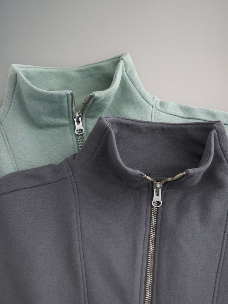 The Set Slate Grey/Green 2 Pack Half Zip Funnel Neck Sweatshirts - Image 2 of 3