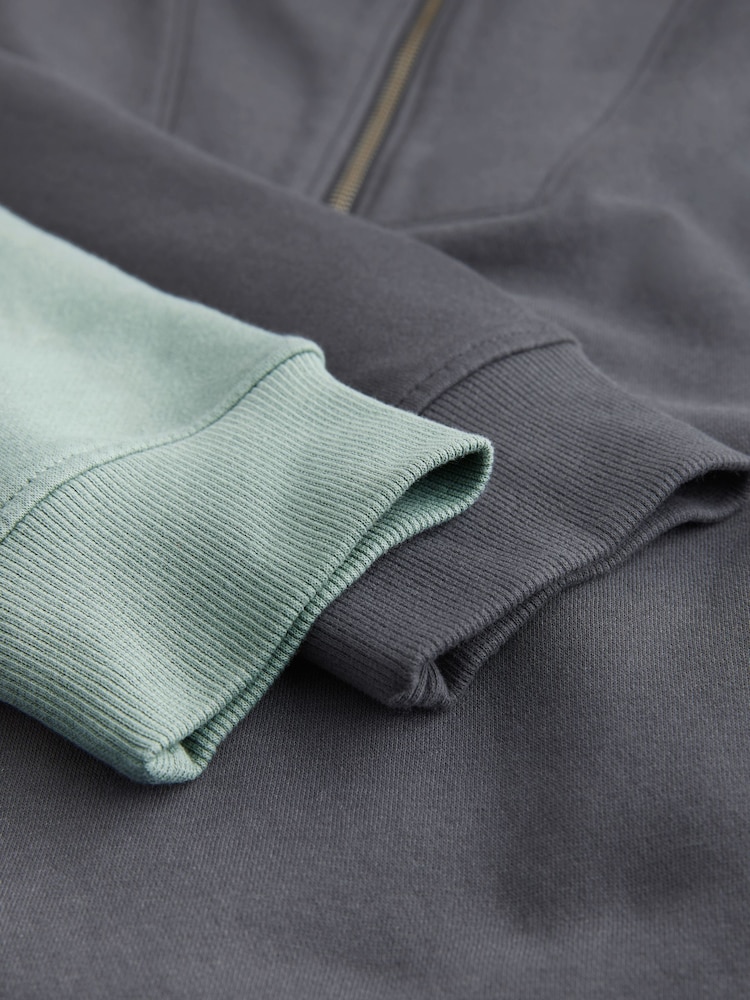 The Set Slate Grey/Green 2 Pack Half Zip Funnel Neck Sweatshirts - Image 3 of 3