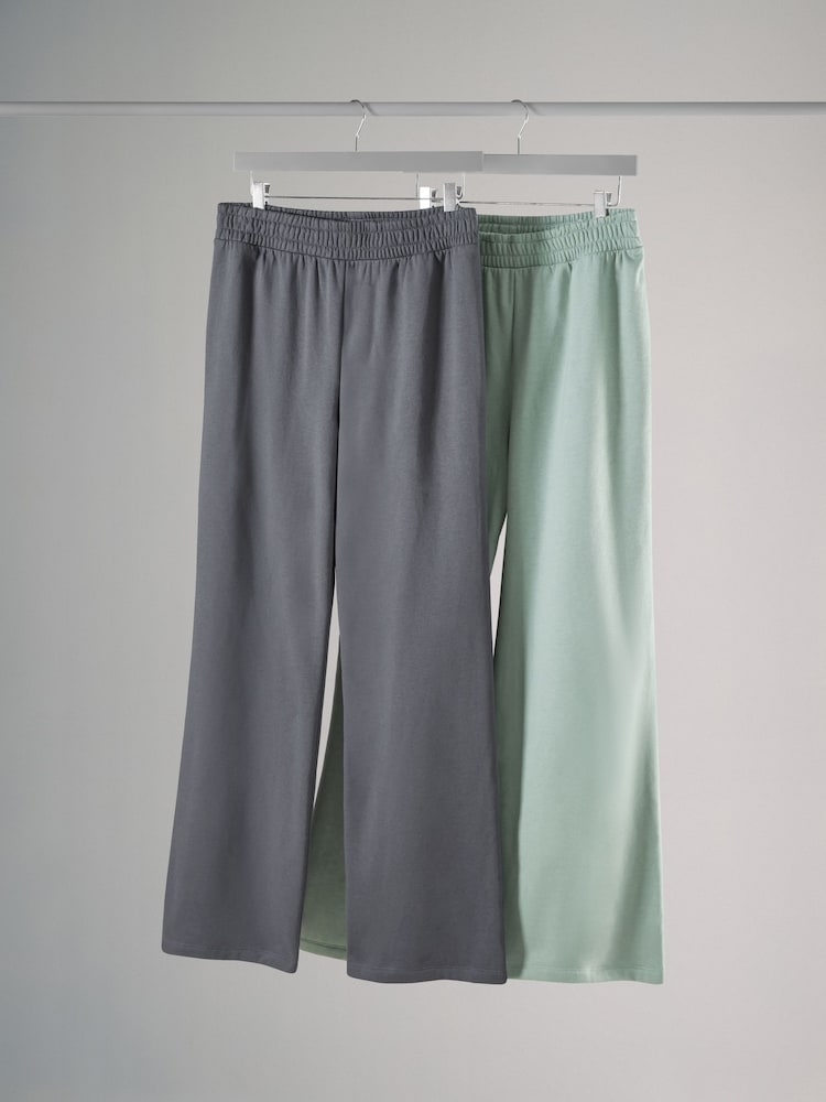 The Set Slate Grey/Green 2 Pack Wide Leg Joggers - Image 1 of 3