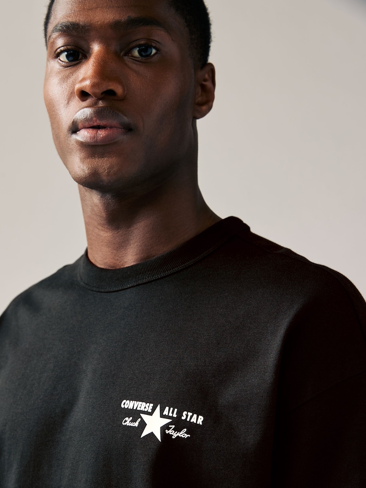 Converse Black License Plate Back Graphic Print 100% Cotton T-Shirt - Image 4 of 7