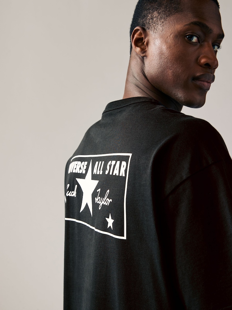 Converse Black License Plate Back Graphic Print 100% Cotton T-Shirt - Image 5 of 7