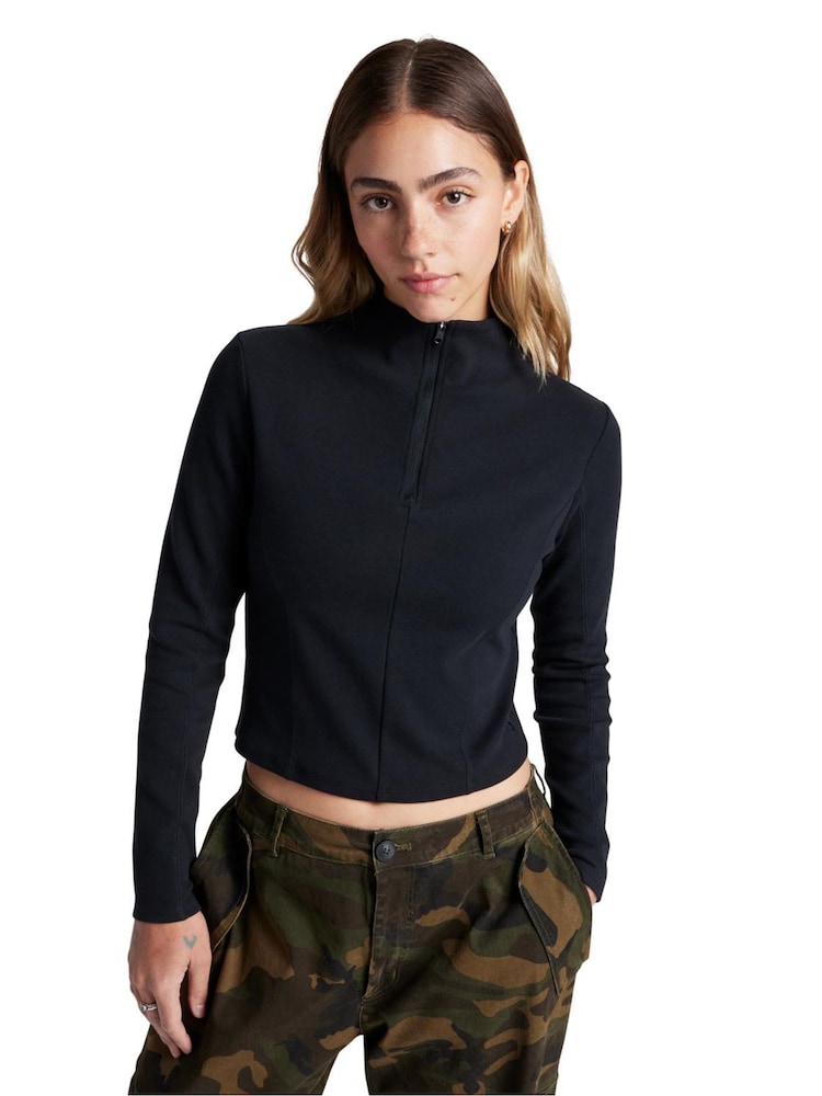 Converse Black Black Half Zip Long Sleeve Sweatshirt - Image 1 of 6