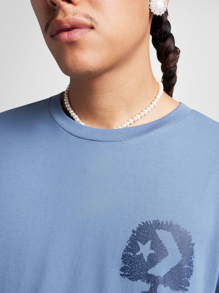 Converse Blue Think Outside Back Graphic 100% Cotton T-Shirt - Image 2 of 5 Converse Blue Think Outside Back Graphic 100% Cotton T-Shirt - Image 2 of 5