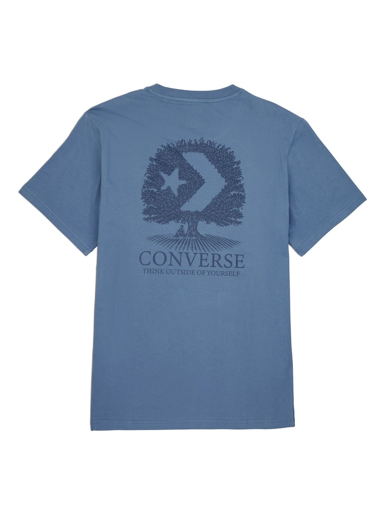Converse Blue Think Outside Back Graphic 100% Cotton T-Shirt - Image 5 of 5 Converse Blue Think Outside Back Graphic 100% Cotton T-Shirt - Image 5 of 5