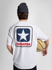 Converse White Star Box Back Graphic 100% Cotton T-Shirt - Image 1 of 4