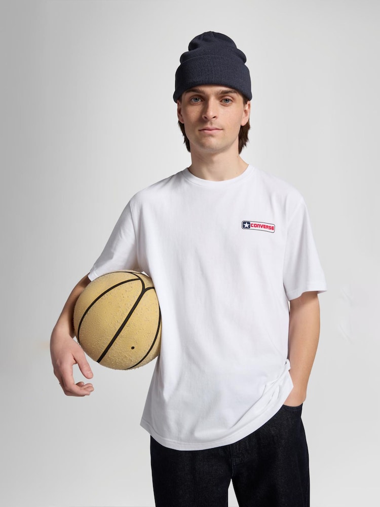Converse White Star Box Back Graphic 100% Cotton T-Shirt - Image 2 of 4