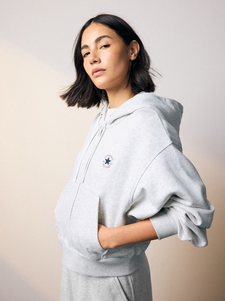 Converse Grey Retro Chuck Full Zip Hoodie - Image 3 of 7