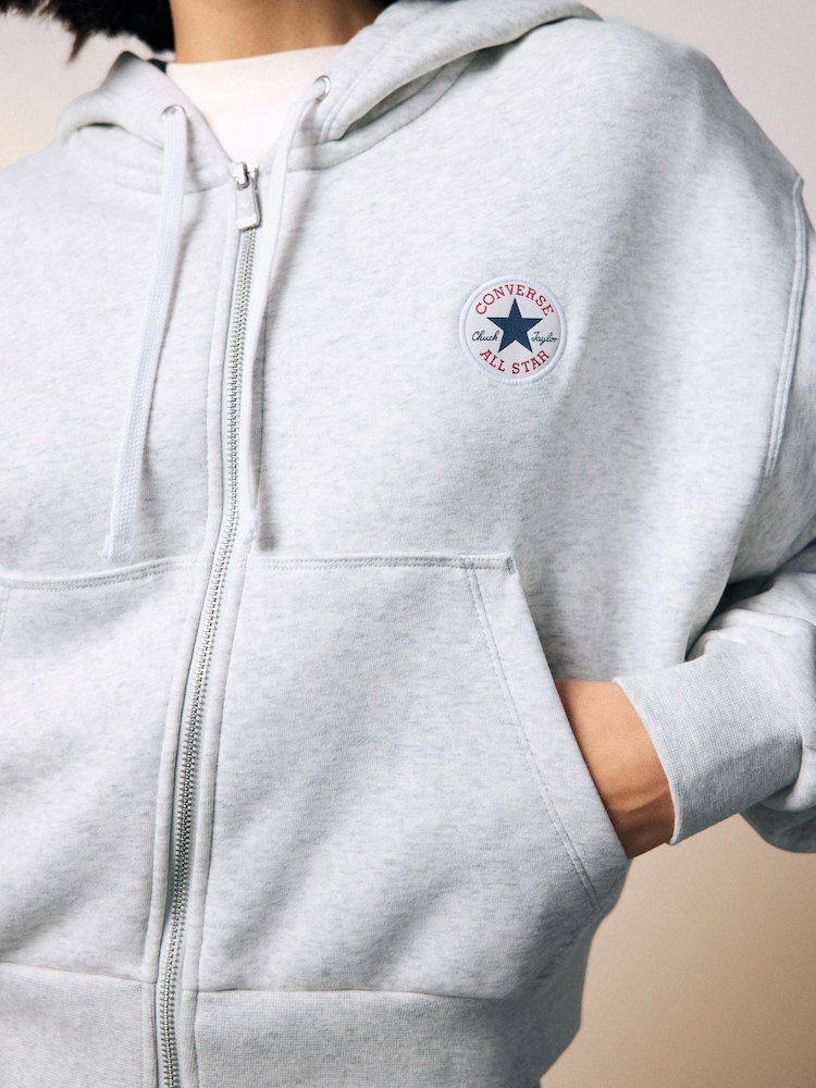 Converse Grey Retro Chuck Full Zip Hoodie - Image 5 of 7