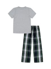 Polo Ralph Lauren Grey T-Shirt & Woven Check 100% Cotton Pyjama Set - Image 2 of 4