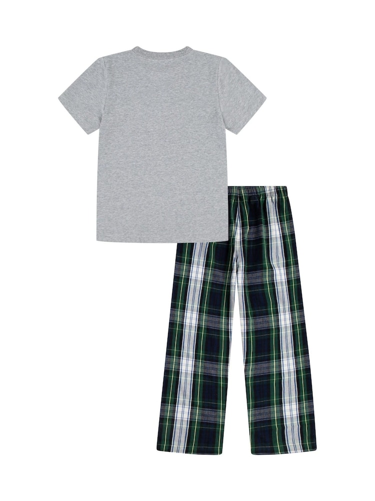 Polo Ralph Lauren Grey T-Shirt & Woven Check 100% Cotton Pyjama Set - Image 2 of 4