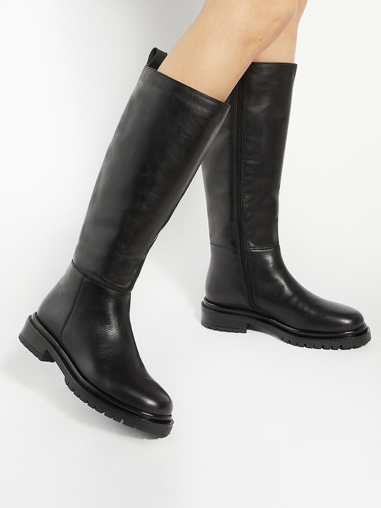 Dune London Black Tilings Knee High Boots - Image 1 of 6