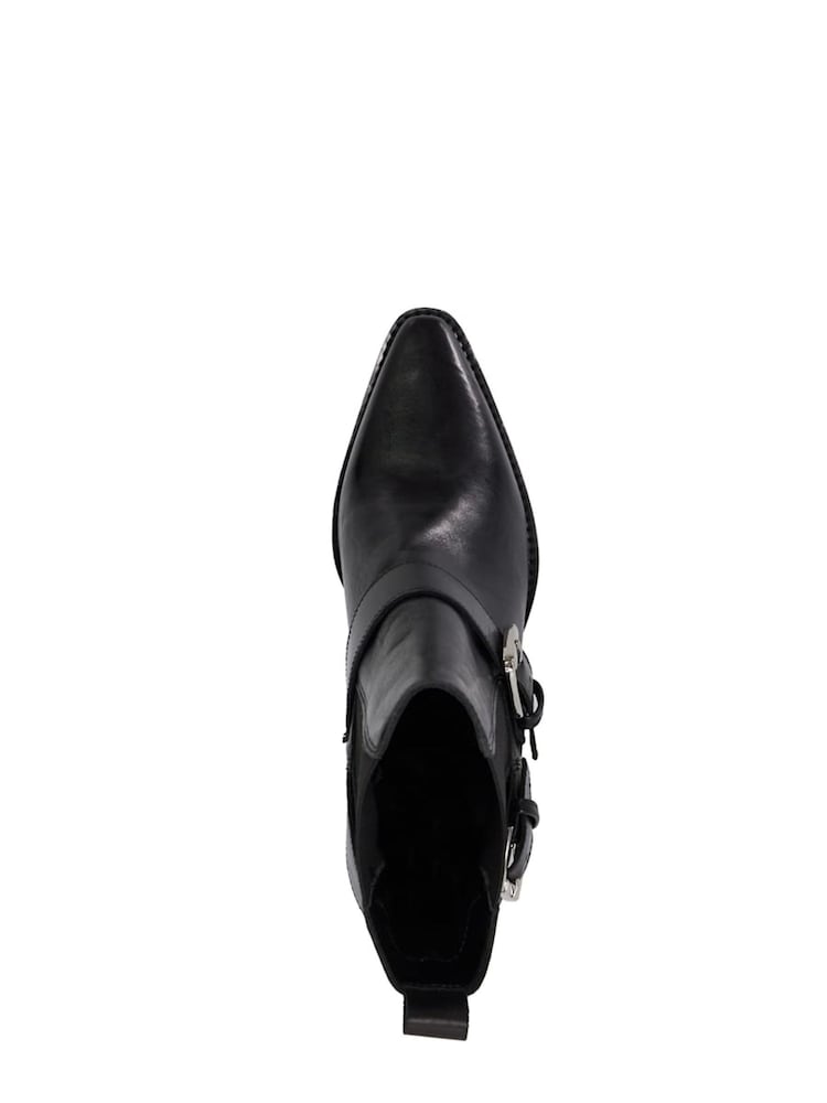 Dune London Black Panino Double Buckle Western Boots - Image 5 of 6